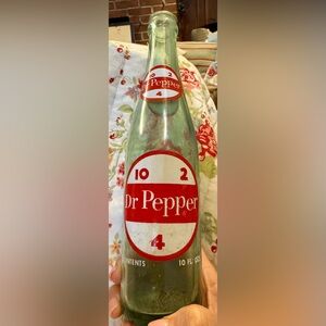Vintage Dr. Pepper bottle with 10 2 4 logo
